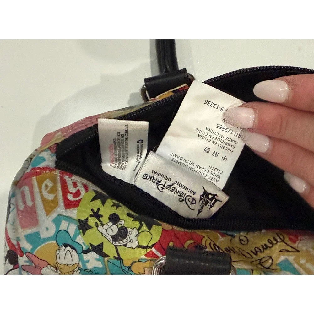 Disney Parks Comic Print Satchel Bag Mickey Minnie Mouse Vintage Poster Handbag